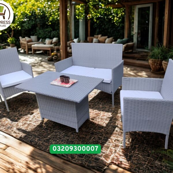 Rattan Set with Cushion PKExpress Outdoor Furniture ( Gray Color )