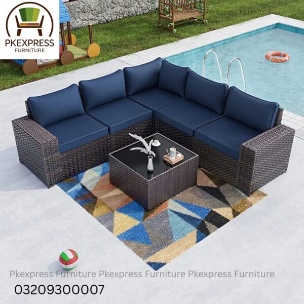 β
 Product Name: L-Shaped Rattan Outdoor Sofa Set (Double Tone Brown with Dark Blue Cushions) β 4-Seater + Sofa Table β
 Product Description: Bring modern elegance and comfort to your home or outdoor space with the L-Shaped Rattan Sofa Set in Double Tone Brown with Dark Blue Cushions. This 4-seater set with sofa table is ideal for gardens, patios, rooftops, balconies, lounges, salons, and cafΓ©s, offering both style and practicality. Crafted with premium double-tone brown HDPE rattan wicker and a rustproof powder-coated frame, this set is built to withstand sun, rain, dust, and humidity. The dark blue waterproof cushions add a bold and luxurious contrast, ensuring comfort and durability for years to come. β¨ Set Includes: 1x L-Shaped 4-Seater Rattan Sofa (Double Tone Brown) 1x Sofa Table β with or without glass top Dark Blue Waterproof Cushions (custom colors also available) π Key Features: β
 Elegant L-Shape design β space-saving & stylish β
 Premium Double Tone Brown HDPE rattan β UV & water resistant β
 Rustproof powder-coated iron/aluminum frame β
 Comfortable, waterproof, and removable cushions β
 Easy to clean β wipe or wash β
 Lightweight yet durable design β
 Suitable for both indoor & outdoor spaces π Proudly Manufactured in Lahore β Delivered Across Pakistan by PKExpress Furniture Limited β
 Meta Title (SEO Title): L-Shaped Rattan Sofa Set Double Tone Brown with Dark Blue Cushions β 4-Seater + Sofa Table | PKExpress.pk