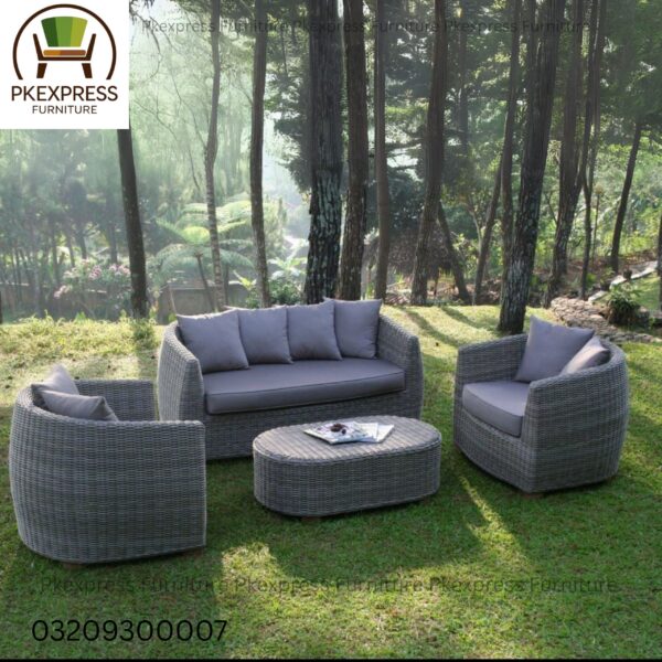 Rattan Sofa Set (Round Arm Shape) β 2+1+1 Seating with Center Table β Outdoor & Indoor Use