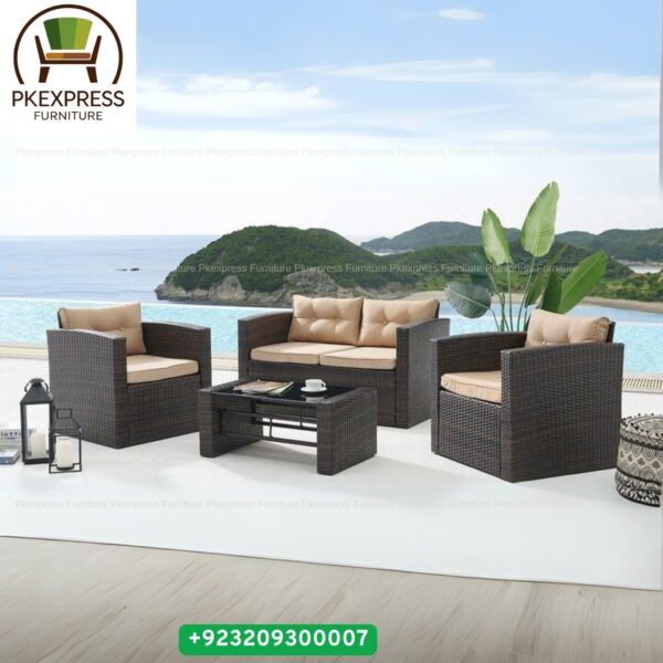 Rattan Sofa Set Pakistan, 2+1+1 Sofa Set, Outdoor Lounge Set, Garden Sofa Set, Patio Furniture Lahore, Rattan Furniture with Table, PKExpress Outdoor Furniture, Wicker Sofa Set Pakistan